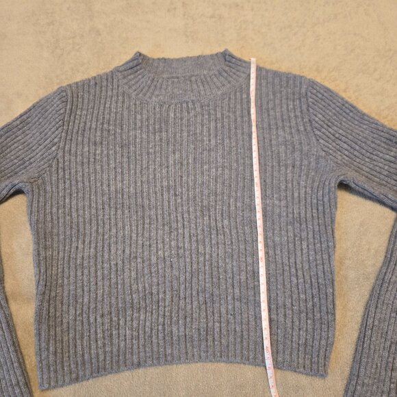 BRANDY MELVILLE Women's Wool Blend Mock Neck Grey Ribbed Knit Sweater Size XS/S - Picture 5 of 8